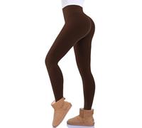 FuelMeFoot Lot de 1 leggings thermiques pour femme doublés polaire taille haute hiver leggings molletonnés taille haute chaud élastique pantalon., 05-marron, Small-Medium