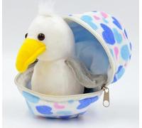 FÜNDIG Mini mouette en peluche dans un œuf, 13 cm, doudou avec fermeture éclair, jouet en peluche bébé mouette, cadeau pour enfants, filles, garçons, anniversaire, Noël, Pâques