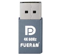 FUERAN DP Émulateur d'affichage factice DisplayPort sans tête pour écran fantôme EDID, adaptateur d'affichage virtuel 4K 60Hz (compatible sans tête 1920x1080@120Hz/2560x1600@60Hz/3840x2160@60hz) (gris