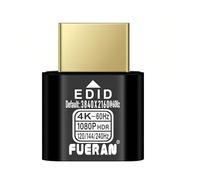 FUERAN Prise factice HDMI 4K HDR, émulateur edid adaptateur d'affichage virtuel, adaptateur HDMI sans tête 4K @ 60 Hz, 1440p @ 120/144 Hz, 1080p @ 120/144/240 Hz (NEW-4K-HDR (par défaut 3840 x 2160