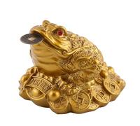 Fuerdich Grenouille d'argent Porte-Bonheur Feng Shui, Décoration De Crapaud De Richesse De Grenouille De Charme pour Attirer la Caisse Enregistreuse, Le Bureau, Le Cadeau D'ouverture De Magasin(Or)
