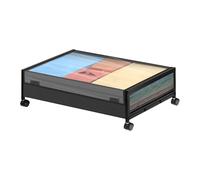 Fuerdich sous Le Rangement du lit avec Roues, Roulant sous Le Rangement du lit, Liner de Tissu à Cadre en métal à Couvercle Transparent, tiroir à récipient sous-lit pour Chaussures à (Noir)