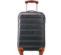 Fuerdich Valise de voyage rigide en ABS léger et rigide - Bagage à main - Valise à roulettes - Valise à roulettes - Valise de voyage, Noir + marron., Modernité