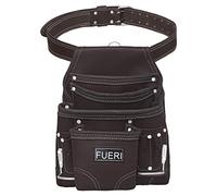 FUERI Finish Leather Tool Pouch for Carpers 10 Pocket Framers Belt Bag with Grain Leather Work Belt Non-Padded Work Belt and Chocolate High Gauge Premium Leather Organizer Tool Holder, One Size