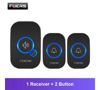 Fuers-Sonnette de porte étanche sans fil, Smart Home Door, Kit e, Welcome Trendy, 32 chansons, Melodies Sound and LED 1 Receiver 2 button