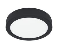 Eglo Plafonnier LED Fueva 6, lampe de plafond ronde, éclairage de bureau | luminaire en saillie en plastique noir et blanc, blanc chaud - blanc froid, ⌀ 16,5 cm