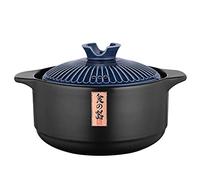 fUfIzU Cocotte Faite À La Main, Marmite en Céramique Résistante À La Chaleur, Marmite Japonaise Donabe À Double Poignée pour Ragoût De Nouilles Et De Soupe,Bleu,3.2L