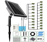 FUFRE Arrosage Automatique pour Jardin Solaire avec 12 Modes De Minuterie Et Protection Contre Les Pénuries d'eau, Tuyau De 20 M Pièces pour Jardin, Plantes De Balcon, Plantes en Pot D'extérieur (A)