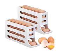 FUFRE Distributeur D'œufs pour Réfrigérateur, Rangement Oeufs Frigo,Rouler Automatiquement La Boîte À Œufs À 4 Niveaux,Rangement Frigo, Distributeur Oeufs, Peut Contenir 30 œufs (Blanc,2PCS)