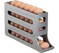 FUFRE Distributeur D'œufs pour Réfrigérateur, Rangement Oeufs Frigo,Rouler Automatiquement La Boîte À Œufs À 4 Niveaux,Rangement Frigo, Distributeur Oeufs, Peut Contenir 30 œufs (Gris Clair,1PCS)