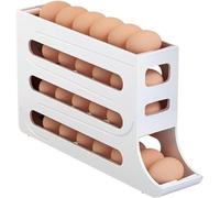 FUFRE Distributeur D'œufs pour Réfrigérateur, Rangement Oeufs Frigo,Rouler Automatiquement La Boîte À Œufs À 4 Niveaux,Rangement Frigo, Distributeur Oeufs, Peut Contenir 30 œufs (Blanc,1PCS)