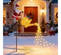 FUFRE Guirlande lumineuse solaire Père Noël - Décoration de Noël - Arrosoir d'extérieur avec guirlande lumineuse - Éclairage de Noël - Lampes solaires étanches - Décoration de jardin pour jardin