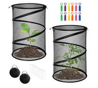 FUFRE Lot de 24 filets pop-up pour légumes de jardin, avec 2 protections pour plantes pop-up, 8 piquets de terre, 12 étiquettes suspendues, couverture pour parterre surélevée, filet de protection