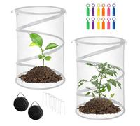FUFRE Lot de 24 filets pop-up pour légumes de jardin, avec 2 protections pour plantes pop-up, 8 piquets de terre, 12 étiquettes suspendues, couverture de lit surélevé, filet de protection contre les