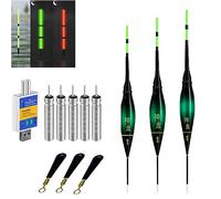 FUFRE Lot De 3 Flotteurs De Pêche à LED, Flotteurs De Pêche Intelligents avec Détection De Gravité, pour La Pêche à La Truite, Flotteur Polyvalent, Flotteurs De Carpe (Vert foncé)