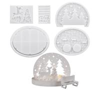 FUFRE Lot de 7 moules en silicone pour Noël, maison, sapin, plâtre, à couler, bougeoir (A)