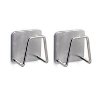 FUFRE Porte-éponge Autocollant, Support pour Éponge de Cuisin en Acier Inoxydable, Porte Serviette Cuisine, Organisateur D'évier, Crochet Mural pour Cuisine et Salle de Bain (2pcs argent)