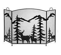 FUFU Ecran de Cheminée 3 Panneau pliant Protection Spark Cheminée Cheminée écran Pet Protector, bien équilibré autoportant Spark Garde for foyer électrique Protection pare-feu (Color : Black)