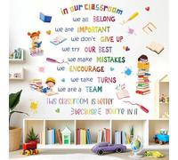 fufuquare Autocollants Muraux Citations Inspirantes et Dynamiques pour la Salle de Classe, avec des Livres et des Messages Positifs, Stickers Muraux Éducatifs Amovibles les Crèches et les Garderies.