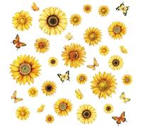 fufuquare Autocollants Muraux Papillon Tournesol éclatants, Stickers Muraux vintage floraux amovibles à décoller et coller, Papier peint Mural pour Chambre à coucher, Salon, Cuisine