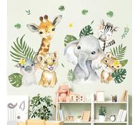 fufuquare Autocollants Muraux pour Animaux de la Jungle inspirés des Contes de fées, avec Feuilles tropicales, Adhésifs à décoller et coller pour Chambre d'enfant, Chambre de bébé, Crèche