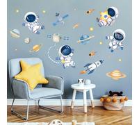 fufuquare Autocollants Muraux sur le thème de l'Espace avec Astronaute et Planète, Stickers Muraux à décoller et coller pour Chambre d'enfant, Chambre de bébé, Salle de jeux