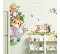 fufuquare Décorations Murales Autocollants Muraux pour Chambre d'enfant et Crèche, avec Motifs Animaux de la Forêt, Singe, Tigre et Papillon, amovibles et auto-adhésifs