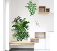 FUFUQUARE Grands Autocollants Muraux Feuilles de Palmier Tropicales Stickers Muraux Feuilles Vertes Cerfs Amovibles pour le Salon la Chambre à Coucher et la Décoration de Meubles
