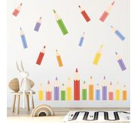 Fufuquare Sticker Muraux de Crayon Cartoon DIY Autocollant Mural Amovible en Vinyle de Papeterie pour les Chambres d'Enfants les Chevet du Lit les Jardins d'Enfants
