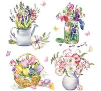 Fufuquare Sticker Muraux Floraux de Tulipe Colorées Autocollant Mural Botanique et de Papillons Étanche pour Chambre Salon et Cuisine