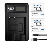 FUGASUN 2 Pièces 1500 mAh NP-40 NP40 Batterie avec NP-40 NP40 Chargeur de Batterie pour Casio EX-Z1000 EX-Z1050 EX-Z1080 EX-Z1200 EX-Z700 EX-Z750 EX-Z850 EX-FC100 FC150 FC160S Z400