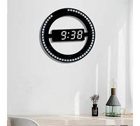 Fugeruisi Horloge murale numérique 3D à LED silencieuse avec anneau à LED - Système intelligent 12/24 heures - Double usage - 30,5 cm