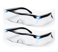 FUGESI Lunettes D'agrandissement Rechargeables Et Mains Libres, Lentille De Grossissement Pour Lecture 160%, LED, 2 Pièces