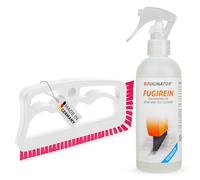 Fuginator | Brosse à joints blanc/rose avec nettoyant pour joints 250 ml - Kit de nettoyage des joints - Brosse pour nettoyage des joints dans la salle de bain, la cuisine et la maison