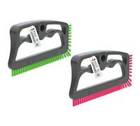 FUGINATOR® Lot de brosses à joints Gris/vert et gris/rose - Brosse de nettoyage pour le nettoyage des joints dans la salle de bain, les WC, la cuisine, etc. - Nettoyage des carreaux muraux et de sol -