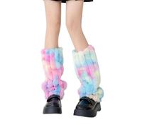 FUGLUS 1 paire Jambières en Peluche pour Femme, furry,leg warmers,Jambes en Fourrure d'hiver Manchettes, Couvre-jambes Doux et Sexy en Fourrure, Longues Bottes Manchettes pour Femmes