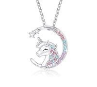 FUGLUS 1 pièce Cadeaux de Collier de Licorne pour les Fille,Collier de Licorne Cadeaux en Licorne Cadeaux pour les Filles Femmes Bijoux(argent)