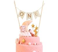 FUGLUS 1 pièce Décoration de gâteau en bois pour 1er anniversaire - Décoration de gâteau Happy Birthday - Décoration de gâteau - 1er anniversaire d'enfant - Fille et garçon
