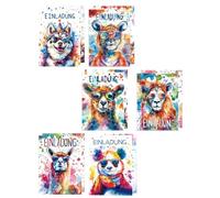 FUGLUS 12 cartes d'invitation amusantes pour un anniversaire d'enfant avec vernis scintillant - invitation colorée pour une fête d'anniversaire - invitation à une fête