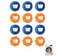 FUGLUS 12 Pcs Boule Anti Poils Machine A Laver,Anti Poil Machine À Laver,Attrape,Épilateur Réutilisable Pour Animaux (Orange+Bleu)