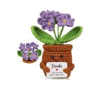 FUGLUS 1PCS Poupée tricotée en forme fleur violette, petit cadeau remerciement, porte-bonheur allemand en forme pomme de terre positive pour amis, collègues et famille, fleurs soie et artificielles