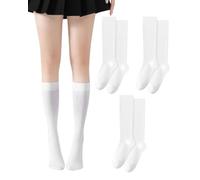 FUGLUS 2 paires de mi-bas pour, bas pour, longs traditionnels, mi-bas blancs pour, chaussettes Lolita, chaussettes longues pour courir, jouer au football