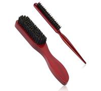 FUGLUS 2 PCS Brosse en Poil de Sanglier,Professionnelle Brosse Cheveux avec Manche en Bois,Brosses Chignon Lisse,Brosses Poils Naturels Doux,pour Hommes Femmes Cheveux Épais Ondulés Secs Abîmés