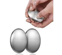 FUGLUS 2 pièces barres de savon en acier inoxydable argenté - Absorbeur d'odeurs magiques en métal - Gadgets de cuisine pour éliminer les odeurs de peau d'oignon et d'ail - Parfum fort (ovale)