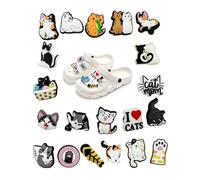 FUGLUS 20 PCS Charmes de Chaussure,Motif Chat de Dessin Animé d'Été Décoration de Chaussures pour Crocs,Chaussure en PVC Deco,Breloque pour Sabots Sandales,pour Filles,Enfants,Cadeaux Anniversaire