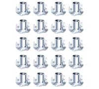 FUGLUS 20 Pièces M8 Écrous en T à Dents, Ecrous en T 4 Griffes, T-Nuts Inserts Filetés, avec 5 Pièces Rondelles, pour Bois, Armoire, Meubles