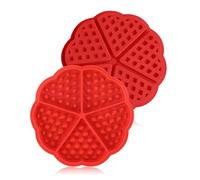 FUGLUS 2Pcs Moules à Gaufres en Silicone, 5 Cavités Moules à Muffins en Silicone Antiadhésifs, Outils De Décoration De Pâtisserie De Gâteaux Et De Biscuits, Moules À Muffins En Silicone (Rouge)