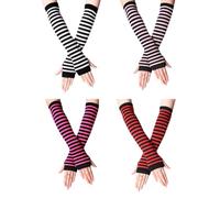 FUGLUS 4 Paires de Manchettes sans Doigts pour Dames Manchettes Longues Poignets Gants sans Doigts Chauffe-Mains avec Trou pour le Bureau, l'école et l'usage quotidien Taille Unique