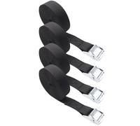FUGLUS 4 Pièces 3M Sangle d'Arrimage, Sangle à Cliquet avec Boucle de Serrage en Alliage de Zinc pour Fixation Moto/Voiture/Porte Vélo/Bagage/Déménagement Puissance de Traction