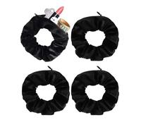 FUGLUS 4 Pièces Chouchous avec Poche à Fermeture Éclair, Chouchous en Velours avec Hidden Pocket, Accessoire Secret pour Voyage